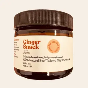 Ginger Snack Skin - Pink Marshmallow Tallow Night Cremé Cream Moisture with Vitamins A D E K & Fatty Acids for Deep Moisture & Barrier Support