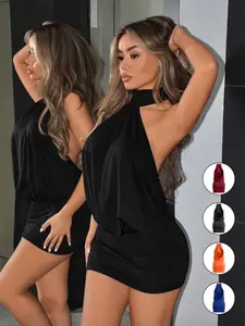 Women Sexy Casual Chic Fitted Halter Sleeveless Backless Party Club Bodycon Mini Dress Womenswear