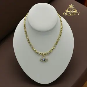 N61 Heart and Eye Necklace-Gold Plated 14k