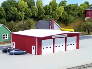 PikeStuff 0192 Fire Station Red HO 541-0192, HO Scale