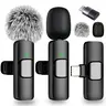 2-Pack Unisex Compact Lapel Wireless Microphones - Battery-Powered Audio Accessory with Type-C, Lightning, USB Connectors, Portable Vlogging Equipment for Smartphone Wedding, Business Streaming (Comes in Box)
