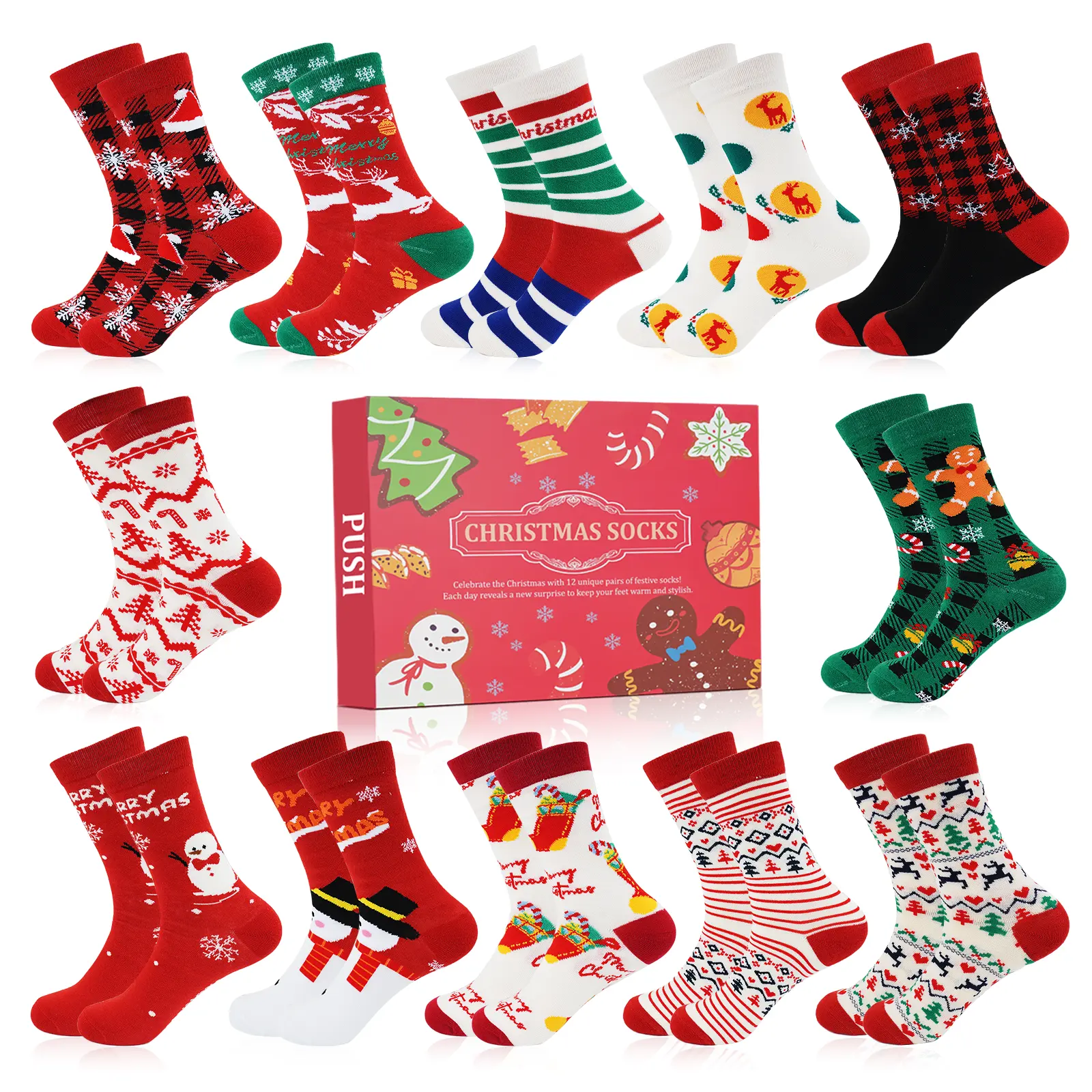 12 Days of Christmas Socks  for Women,Man – 2025 Festive Countdown with 12 Pairs of Fun and Colorful Socks, Perfect Christmas Gifts for Everyone!Christmas Decor,for Christmas Deals