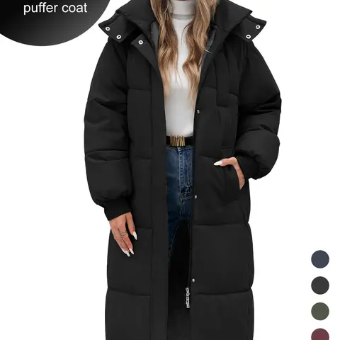 【Restocked】HEEKPEK Women's Fashion Puffer Coat, Cozy Quilted Long-Sleeve Zip-Up Hooded Thick Warm Parka with Pockets, Winter Casual Outerwear for Women