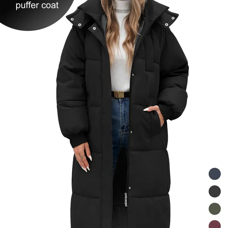 【Restocked】HEEKPEK Women's Fashion Puffer Coat, Cozy Quilted Long-Sleeve Zip-Up Hooded Thick Warm Parka with Pockets, Winter Casual Outerwear for Women