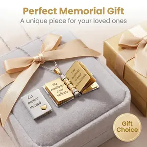 Spanish Best Mom Openable Book Charm Necklace Mothers Day Gift y2k accessories