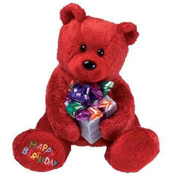 TY Beanie Baby - HAPPY BIRTHDAY the Bear ( Red - w/ Present ) (7 inch) (2004) MWMTs