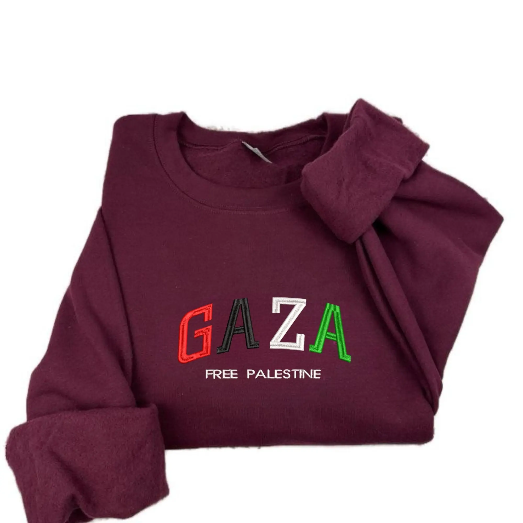Gaza Free Palestine Embroidered T-shirt Sweatshirt Hoodie - Free Palestinian Shirt