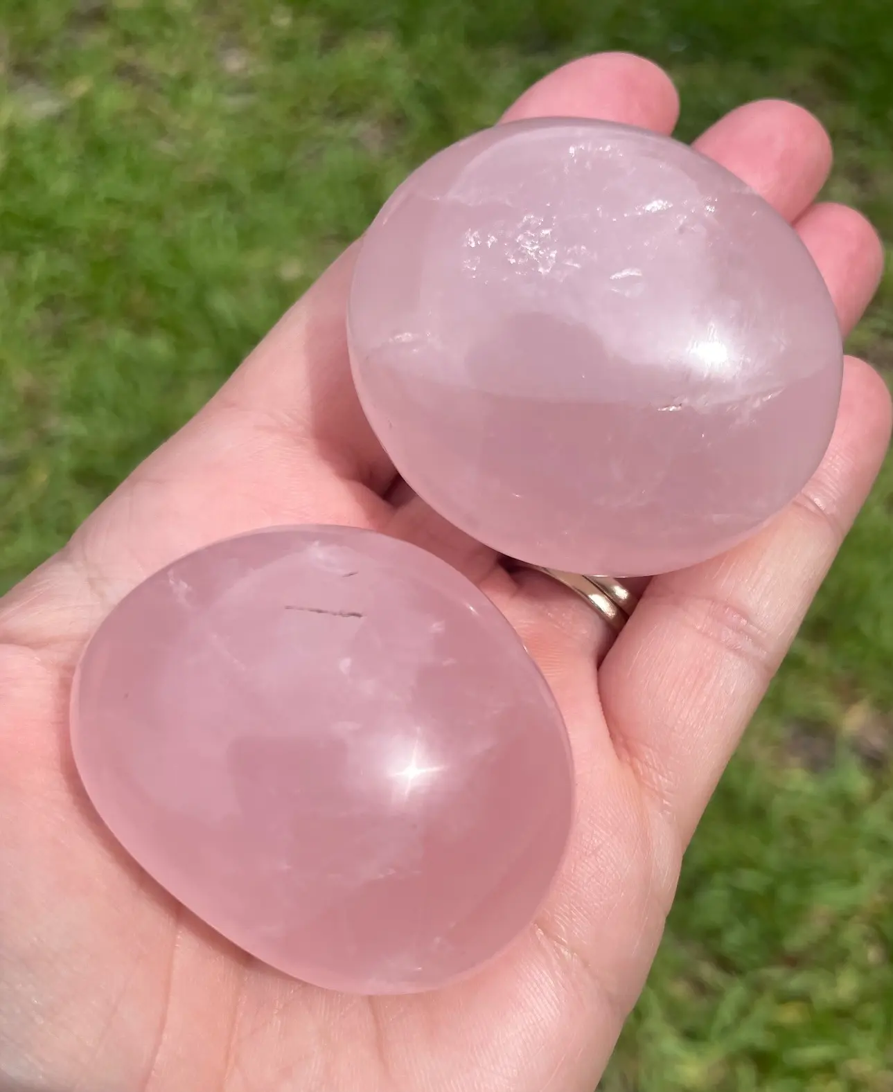Rose Quartz Crystal Palm Stone