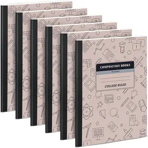 Composition Notebook 6 Pack College Ruled, Brown Cover Notebooks for School, 70 Sheets 7-1/2"x9-3/4,  to School Supplies Journal for K-12 Students