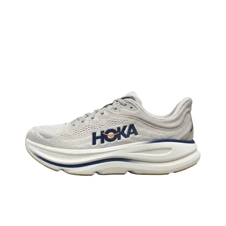 Unisex All‑Day Wear Athletic Walking Shoes, Off‑White Breathable Mesh With Navy‑Blue Trim, Max Cushion Cloud‑like Feel, Meta‑Rocker, Arch Support, Vibram Grip Durable Outsole, Comes With Original Shoe Box
