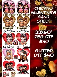22x60 Pre-Made Cold Peel Chicano Valentine's Gang Sheet 1