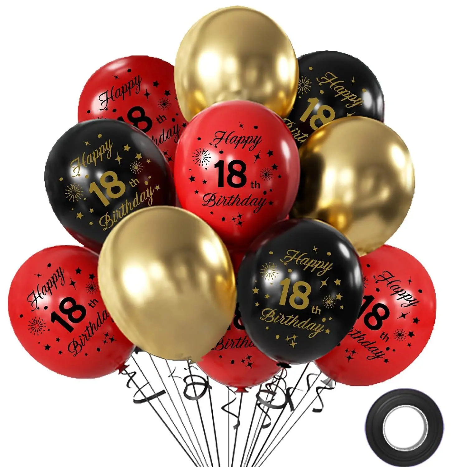 18Th Birthday Balloons 12Pcs Red Black And Gold Happy 18Th Birthday Latex Confetti Balloons Red Black And Gold 18 Year Old Party Balloons For Boys Girls Kids Birthday Graduation Testival Decoration