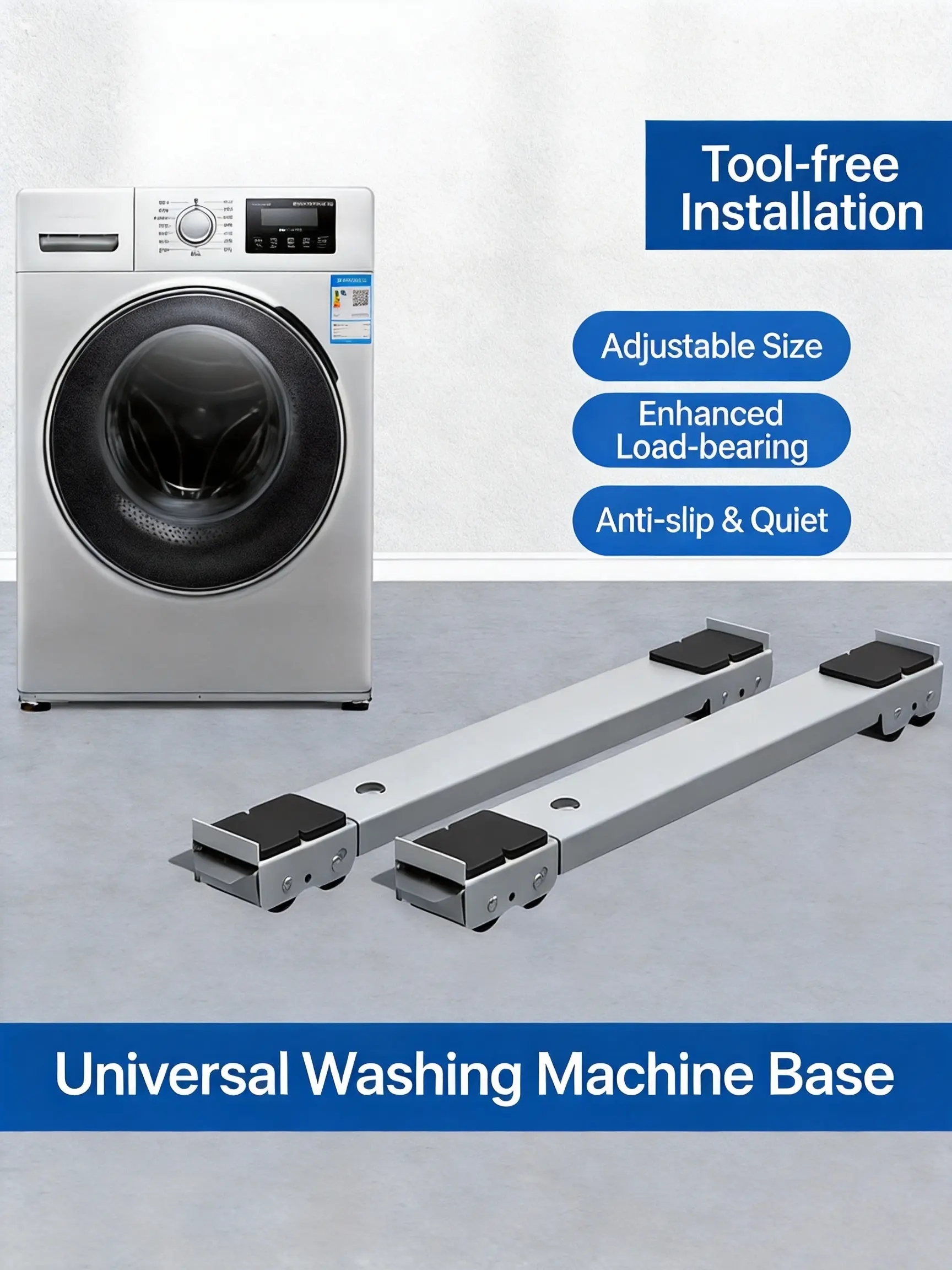 2 Pack Adjustable Telescopic Mobile Base with Brake Wheels for Refrigerator & Washer