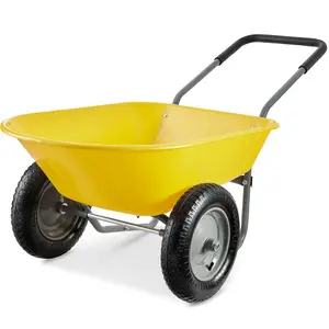 Best Choice Products Dual-Wheel Home Wheelbarrow Yard Garden Cart for Lawn, Construction