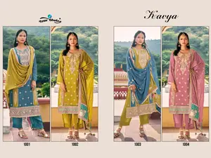 Chinon Silk Embroidery Work Sequence Work Mirror Work Kurtha