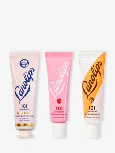 LANOLIPS 101 Ointment Best Selling Lip Balm Collection Trio Ultra-Pure Aussie Lanolin Vitamin E Natural Fruit Extracts 3 Flavors - Original - Strawberry - Coconut