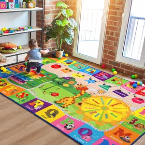 Kids ABC Alphabet Animal Educational Playroom Rug, 4x6 Feet, Colorful, Modern, Unisex, Indoor, Anti-slip, Low Pile, Machine Made, Spot Clean Only, Playroom, Bedroom