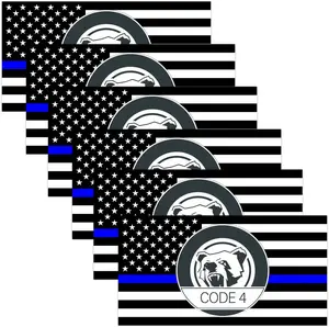 6PCS Thin Blue line Sticker Code 4, American Flag Thin Blue Line Car Decal, Police Support Stickers, for Cars Trucks Window Laptop