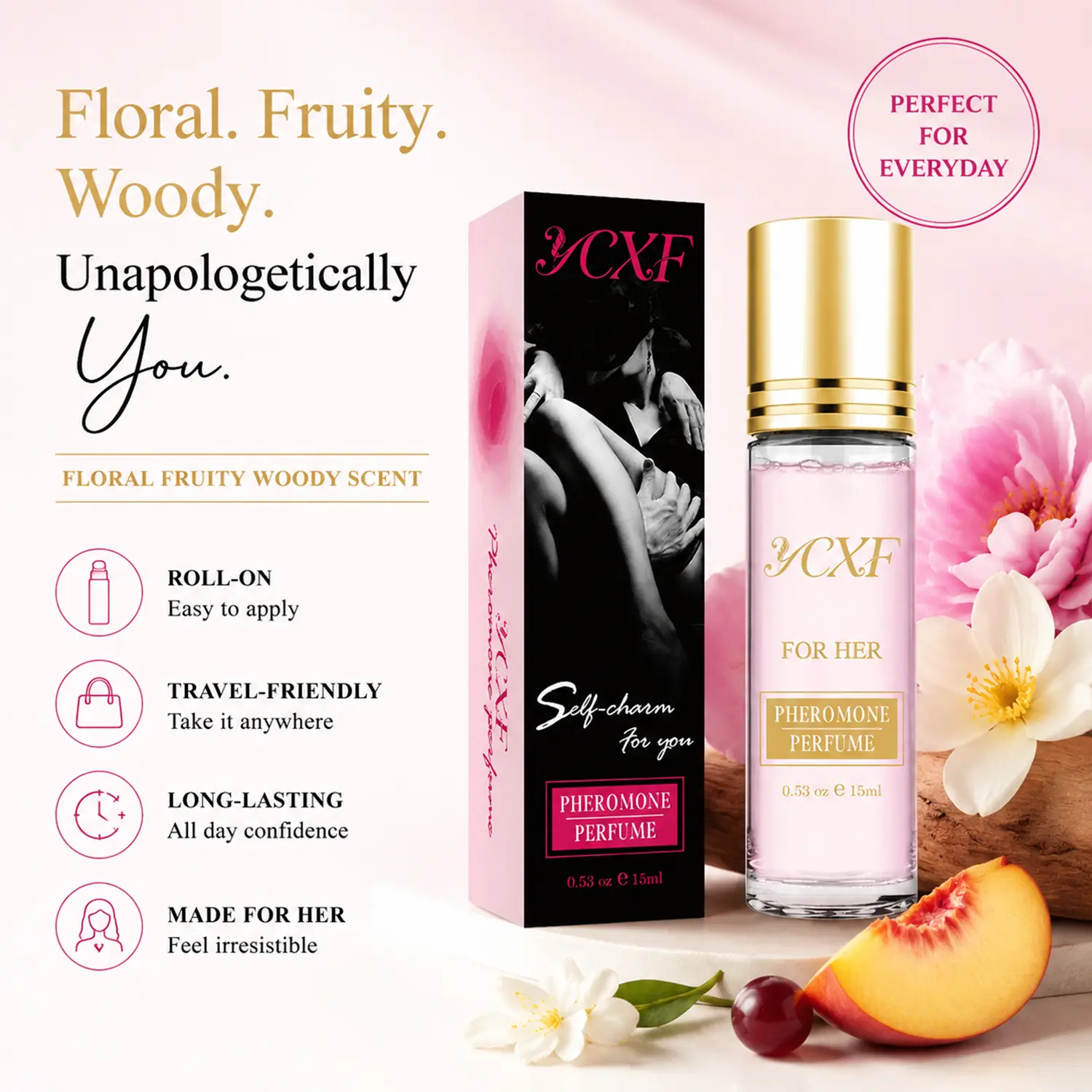 Women's Pheromone Perfume Set, Long-Lasting Roll-On Women's Fragrance with Floral, Fruity, and Woody Scents to Attract Attention for Special Events, Attracts Attention, Pen-Sized Women's Fragrance