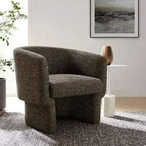 Muse Boucle Fabric Barrel Accent Chair in Antique