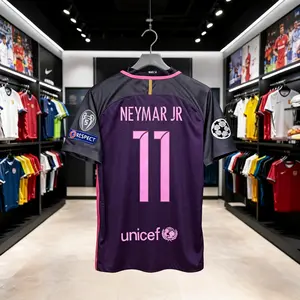 16 17 11# Neymar JR Away Short Sleeve Retro Soccer Jersey Barca Fans Version Football Jersey Quick Drying