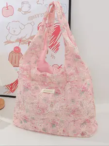 Women's Floral Embroidery Lace Handbag, Large Capacity Shoulder Bag for Daily Used, Casual Trendy Versatile High-quality Daily Commuting Bag, Girl Fashionable Shopping Bag, Elegant Commuter Bag