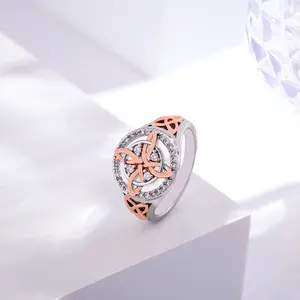 925 Sterling Silver Protection Witches Knot Ring | Rose Gold Accents Vintage Witchtok Jewelry | Pagan Magic Witch Ring Gift for Women Energy Flow Daily Intention