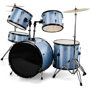 Full Size 5-Piece Adult Drum Set| Blue with Cymbals, Stool, Pedal & Sticks