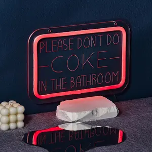 USB Powered Neon Sign, LED Neon Lights, 1 Count Please Don't Do Coke in The Bathroom Letter Neon Sign, Decorative Neon Light for Home Bathroom, Home Decor, Room Decor