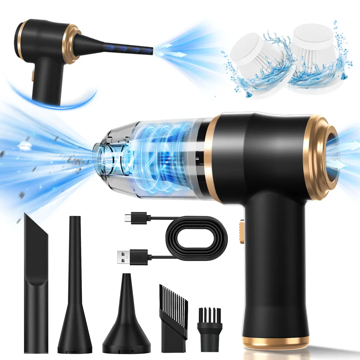 Cordless Portable 2-in-1 Wireless Handheld Car Vacuum Cleaner & Duster, 120W Motor, 19000Pa Powerful Suction, HEPA Dual Filters, Multiple Nozzles, 0.8 lb Lightweight, Non-Wall-Mounted, for Car Interior Care & Home Use, Ideal for Friends & Family, Hepa Fil