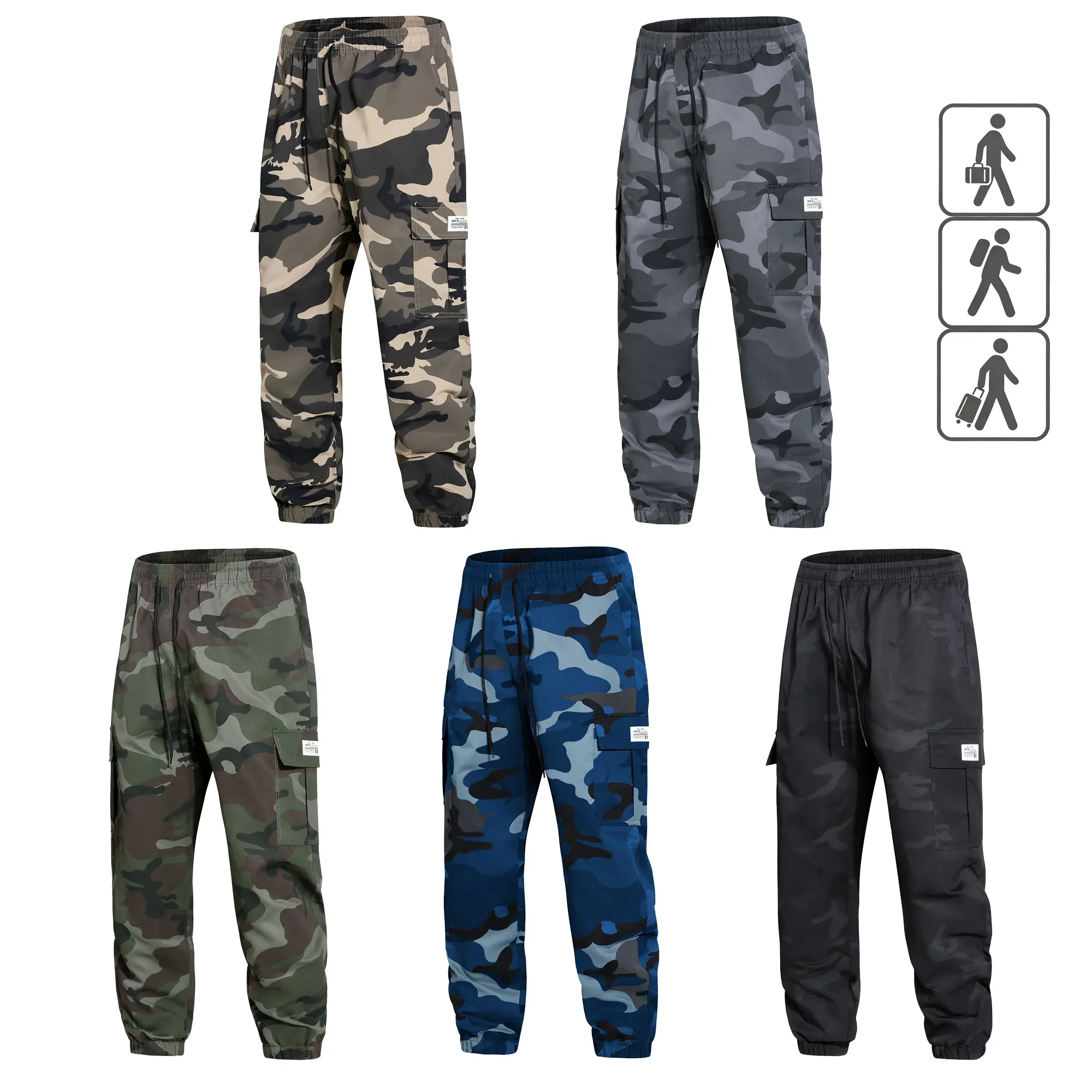 Men's Camo Cargo Jogger Pants - Lightweight Polyester Tactical Trousers with Drawstring Waist & Utility Pockets, Casual Streetwear, Camouflage Sweatpants, S-3XL, Fast US Direct Shipping #CamoPants #Streetwear #TikTokMadeMeBuyIt