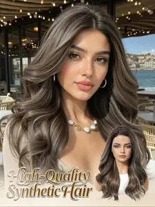 13x4 HD Lace Wig 18" Body Wave | Glueless Lace Front Ombre Dark Brown to Light Brown Heat Resistant Synthetic Hair Wig