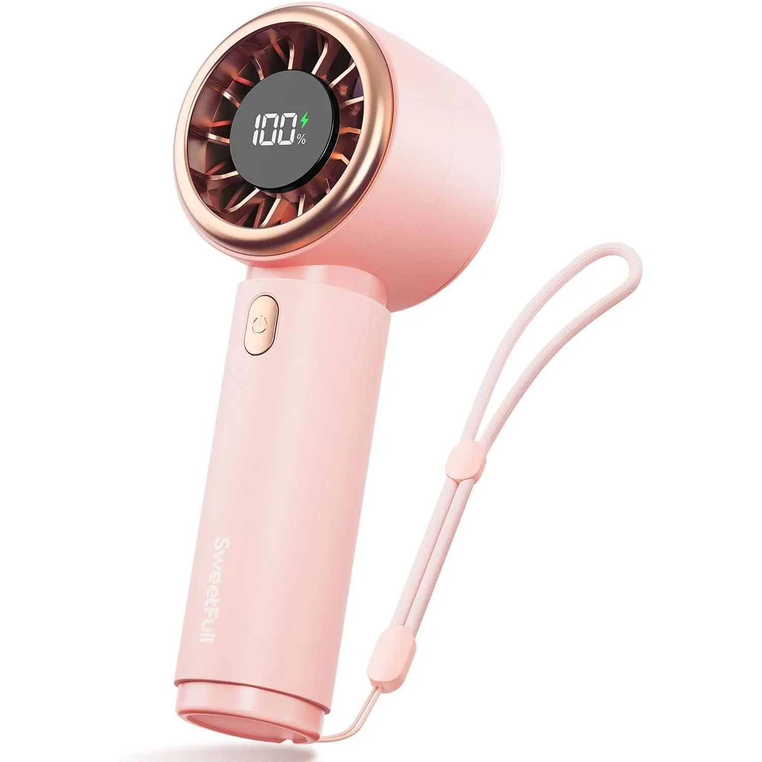 Mini Fan Portable - Cute Handheld Turbo Fan with Rechargeable Battery, 5 Speeds, Small Hand Personal Travel Essentials for Women, Girls, Kids, Lash, Makeup - Pink