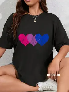 100% Cotton Bisexual Flag Hearts Love LGBT Bi Pride Co. T-Shirt