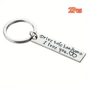 2Pcs Unique Stainless Steel Keychain: Perfect Couple Gift For Weddings & Christmas! Personalized Heart Tag Love Drivesafe Harness