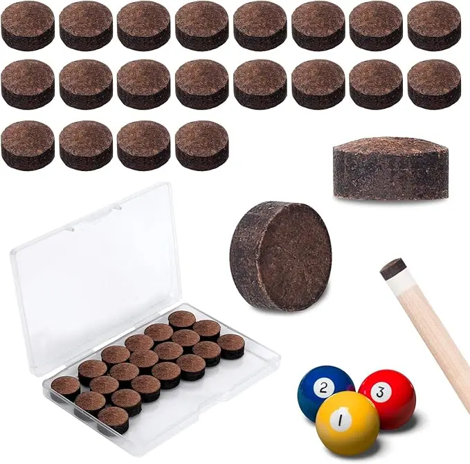 Pool Cue Tips Pool Stick Replacement Tips with Storage Box for Pool Cues and Snooker Supplies