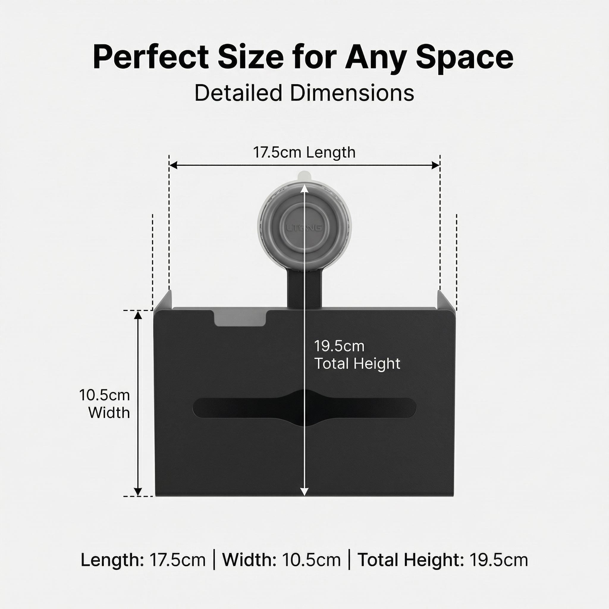 Suction Cup Toilet Paper Holder with Shelf, No Drill Bathroom Organizer, Heavy-Duty Vacuum Suction, Rustproof Space Aluminum, Matte Black Wall Mount Tissue Dispenser for Bathroom, RV, Rental Friendly