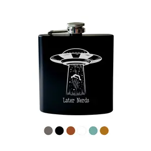 Flask Alien Abduction Later Nerds Laser Engraved Flask. UFO, galaxy, space. Birthday Christmas gift Hip Flask hip flask stainless steel
