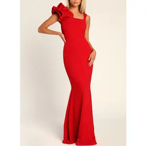 Lulus Lucette Black Sleeveless Ruffled Mermaid Maxi Dress