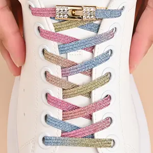 Cobbler's Closet 1 Pair Glittering Rhinestone Buckle No-Tie Shoelaces - Stretchy, Elegant Design for Shoes - laces