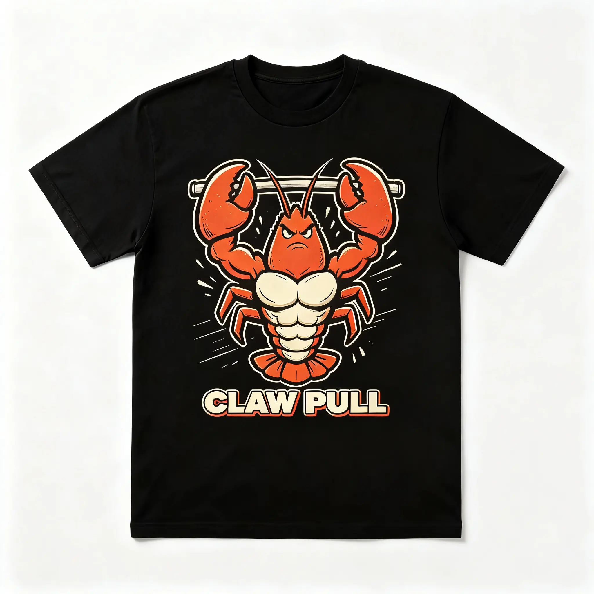 Menswear Casual Round Neck Short-Sleeve T-Shirt - Funny Lobster Weightlifting Claw Pull Graphic, Vintage Fitness Gym Workout Top for Men, Shortsleeve, Tops