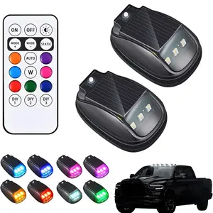 Solar Car Roof RGB Light With Remote Control Cab Signal Lamp Wireless No Punch LED Truck Pickup Warning Lights for Camping Enhanced Night Visibility & Interior Lighting
