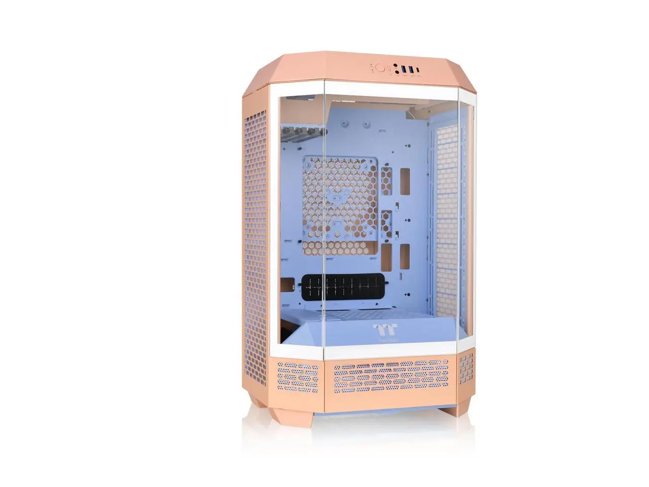 Thermaltake Tower 300 Summer Edition Peach Fuzz Micro-ATX Case; 2x140mm CT Fan Included; Supports Up to 420mm Radiator; Horizontal Display Capable; CA-1Y4-00SKWN-00