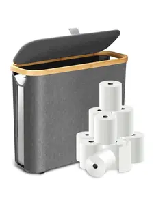 Toilet Paper Storage for 12 Rolls, Stackable & Foldable - TheUltimate Bathroom Organizer - Single-Piece Water-Resistant Basket - Elegant Toilet Paper Storage Holder