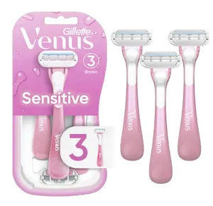 Gillette Venus Sensitive Women's Disposable Razors - Single Package of 3 Razors