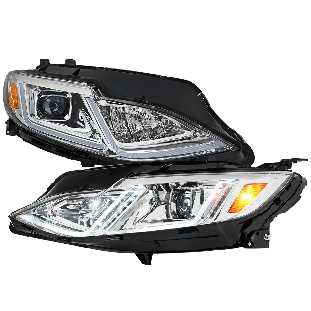 2019-2024 Chevrolet Malibu Switchback Sequential LED Turn Signal Projector Headlights (Chrome Housing/Clear Lens)