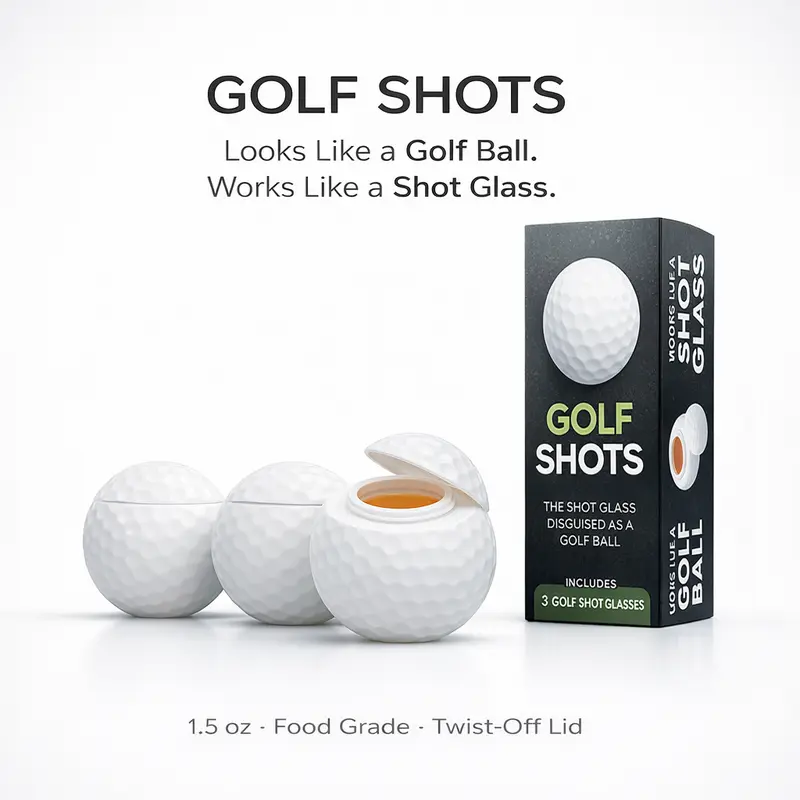 Durable 3-Glass Set (a set-3pcs) 1.5oz Lidded Golf Ball Look Shot Glasses - Vintage Party Item, 2026 Father's Day Pick for Sports Enthusiasts, Sports & Outdoor Camp Kitchen Essentials (Gifting to Golf Lovers)
