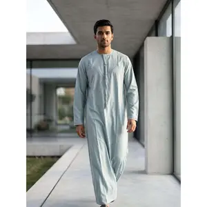 Men's Ice Blue Emirati Thobe – Tailored Jubba