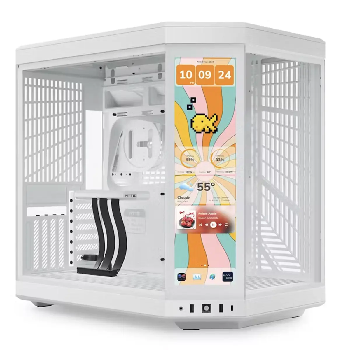 HYTE Y70 Touch Infinite Dual Chamber ATX Mid Tower Gaming PC Case with Integrated 2.5K IPS Touchscreen,