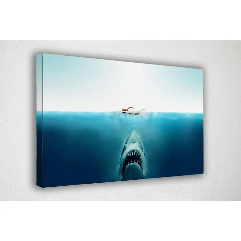 Jaws Movie Poster Canvas Wall Art Canvas Wall Decor, Canvas  poster, Room Decor, Home Decor, Movie Poster for Gift, READY TO HANG
